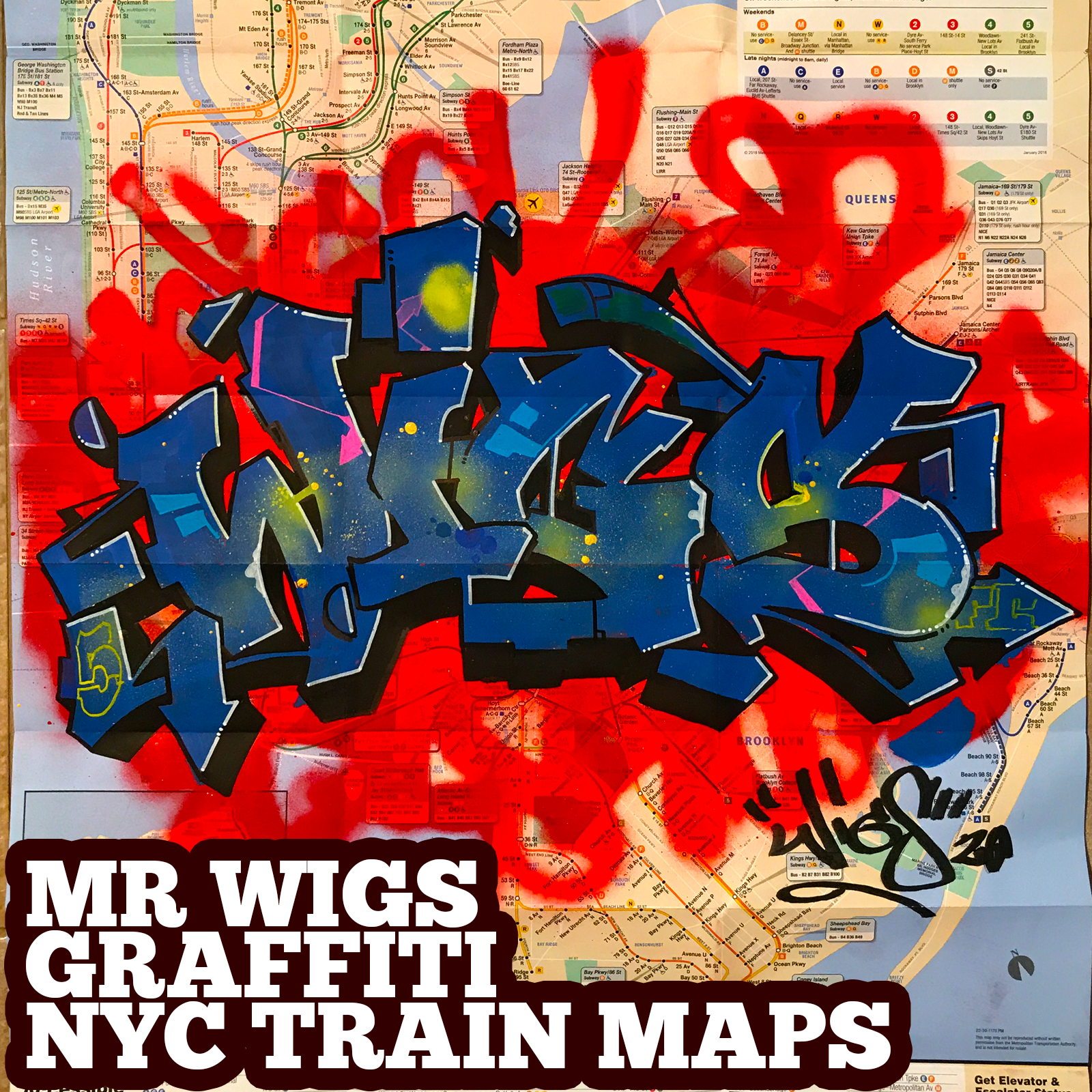 graffiti map wigs blue deep