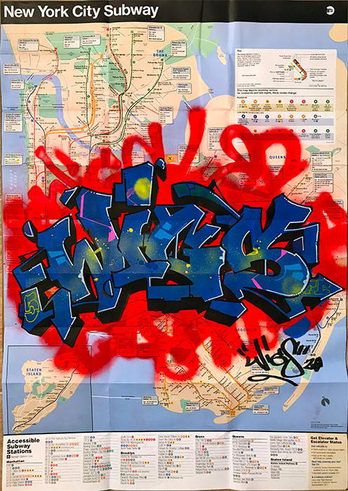 graffiti map wigs blue deep