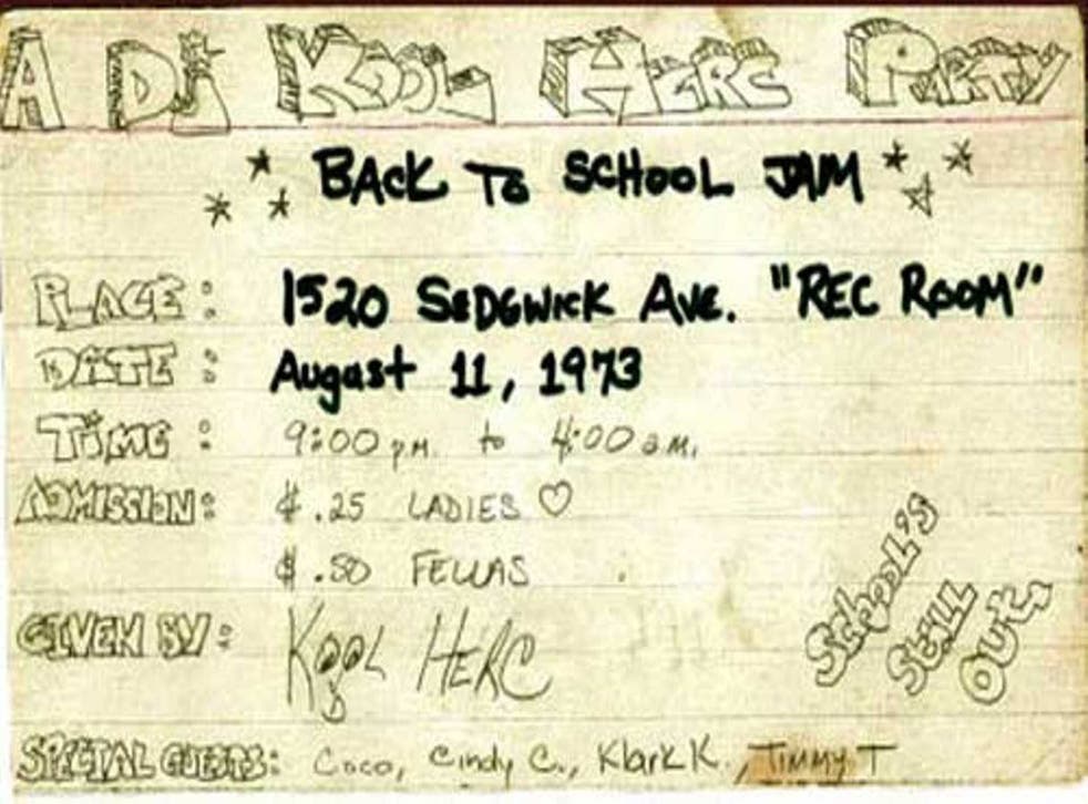 dj kool herc first party flyer 1973